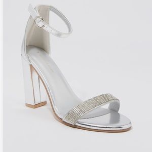Silver rhinestone heels